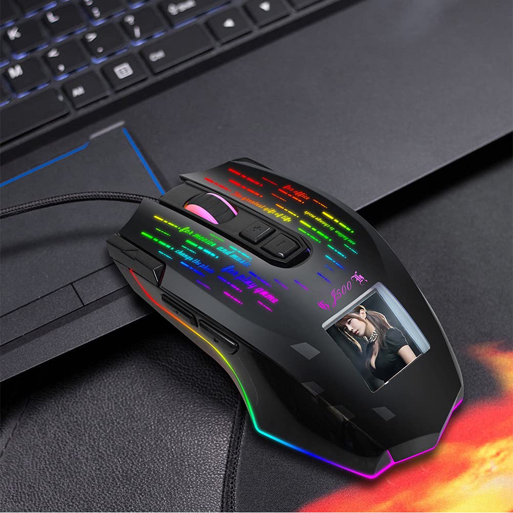 Mysz do gier z pełnokolorowym podświetleniem RGB, mysz z 6-stopniową regulacją DPI, mysz komputerowa do gier e-sportowych, mysz z wielojęzycznym sterownikiem do domowego biura Double the comfort