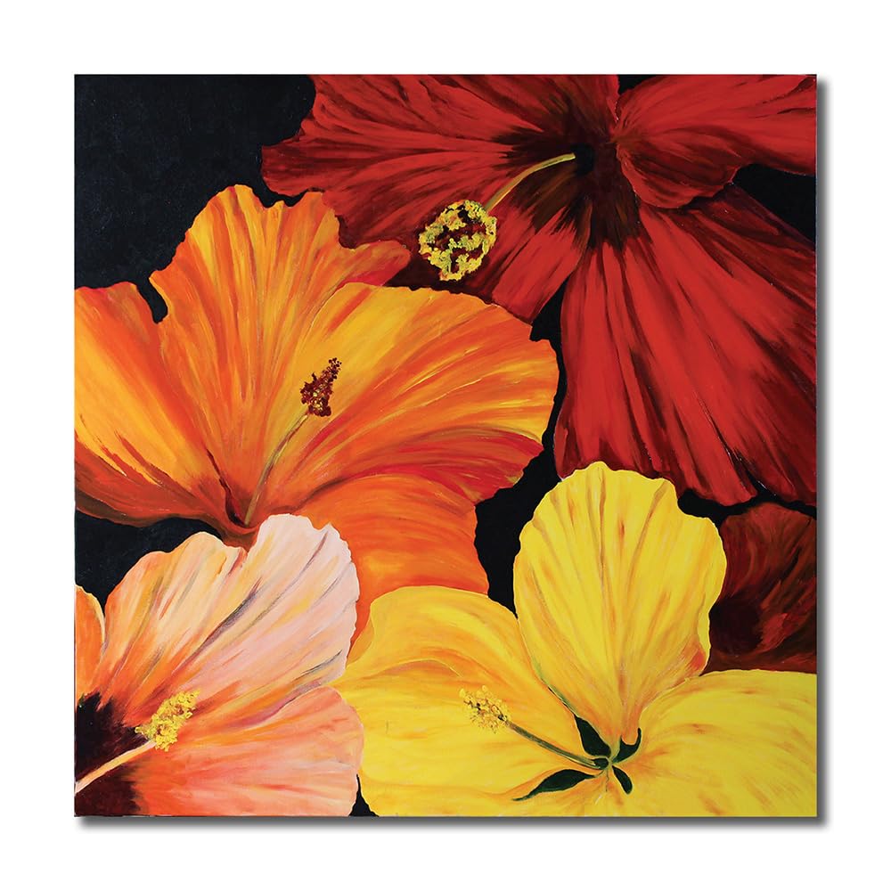 MKB555 - Digital Canvas Painting - Colorful Hibiscus Flower - For