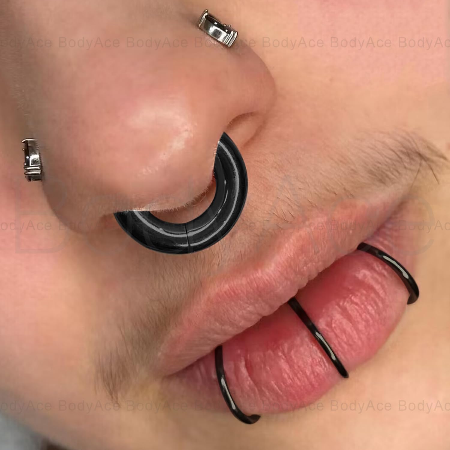 BodyAce Black Hinged Segment Clicker PA Rings, 2G 4G 6G 8G 10G 12G Large Spring Action BCR Rings, Surgical Steel Septum Nose Rings Ear Gauges Earrings Hoops - Image 3