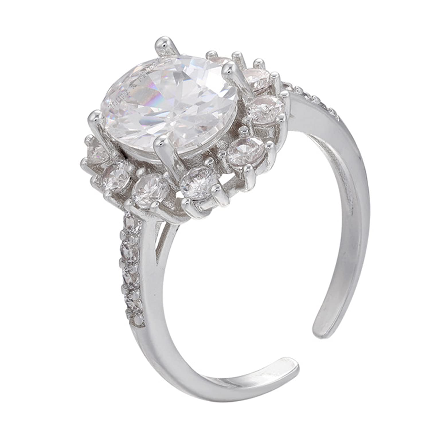 Young & Forever Gift Fashion Ring Square Cut AAA Cubic Zirconia Solitaire Engagement Ring Sterling Silver Engagement Wedding Ring Female Ring Commitment Promise Ring (B09H3G54J2) Amazon Price History, Amazon Price Tracker