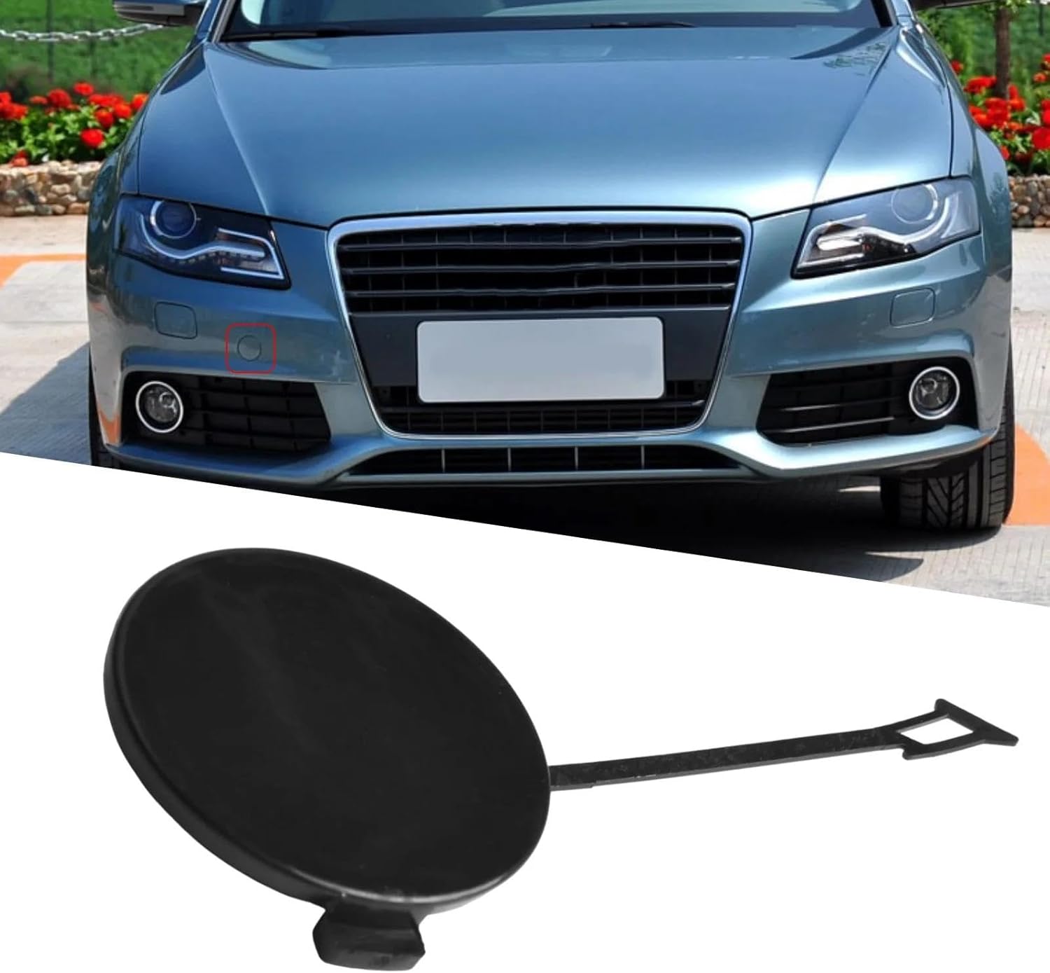 Car Parts OE 8E0807241C, for A4 B7 2004-2008 Accessories Black Front Bumper Towing Eye Tow Hitch Cover Car Towing Eye Cover