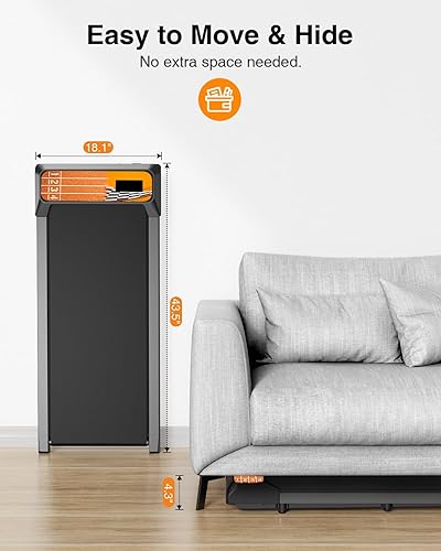 Miniatura 7 de Walking Treadmill Pad with Removable Handle,2.5HP Portable Treadmills for Home &Office, Under Desk Treadmill with 8% Incline，Treadmill with Remote