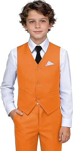LOPEN STU Boys Suit Formal Dress Clothes Teens Orange Suits for Boys Halloween S