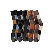 5 Pairs Men's Winter Wool Socks Warm Thick Thermal Socks for Men Nordic Hiking Warm Soft Stripe Spli