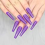 Artquee 24pcs Purple Pure Color Ballerina Long Coffin Glossy Fake Nails Press on Nail False Tips Manicure for Women