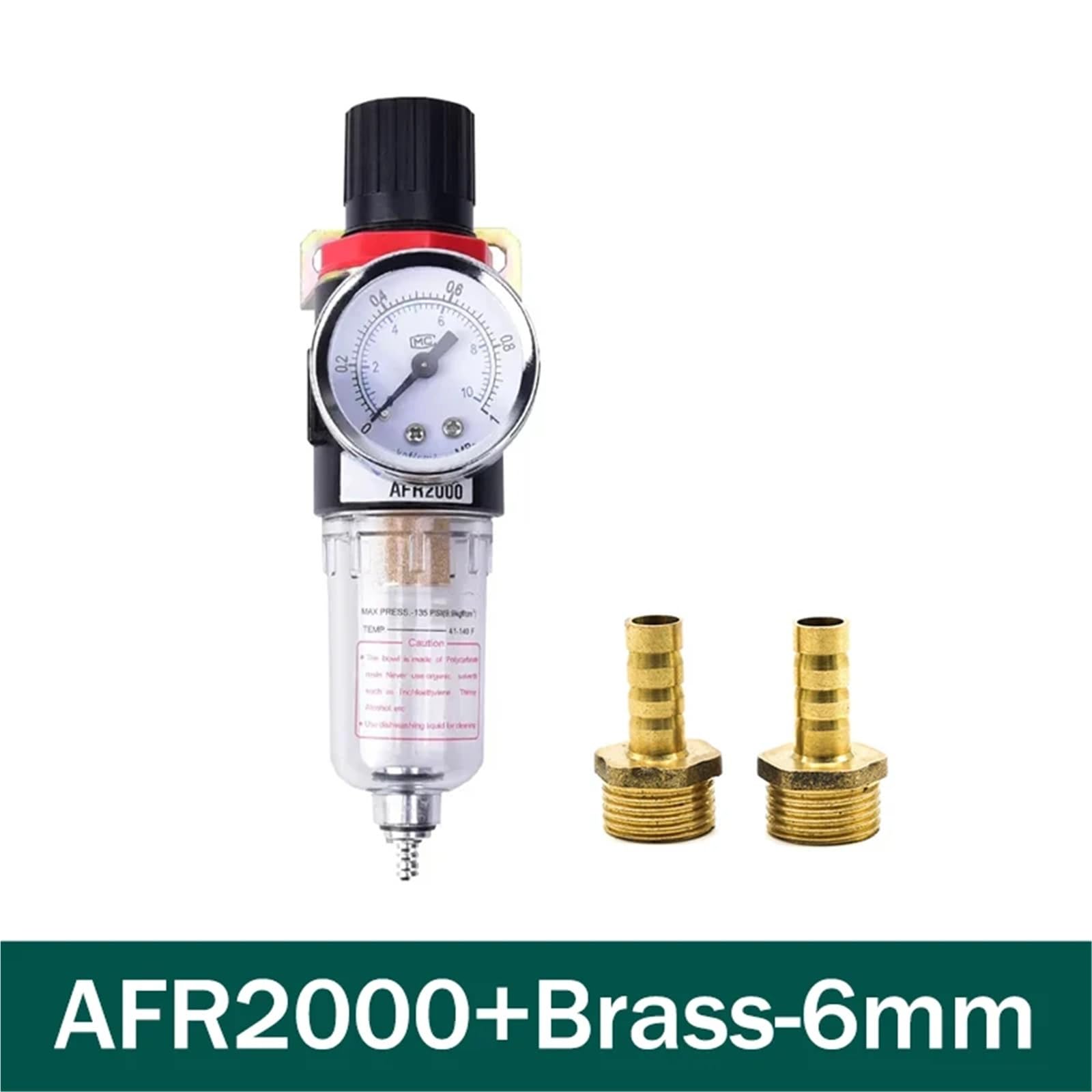 AFR2000-4/6/8/10/12/14/16mm 1/4 Pneumat Kompressor-Ölabscheider Druckregler 1 Stück(AFR2000-Barss 6mm)