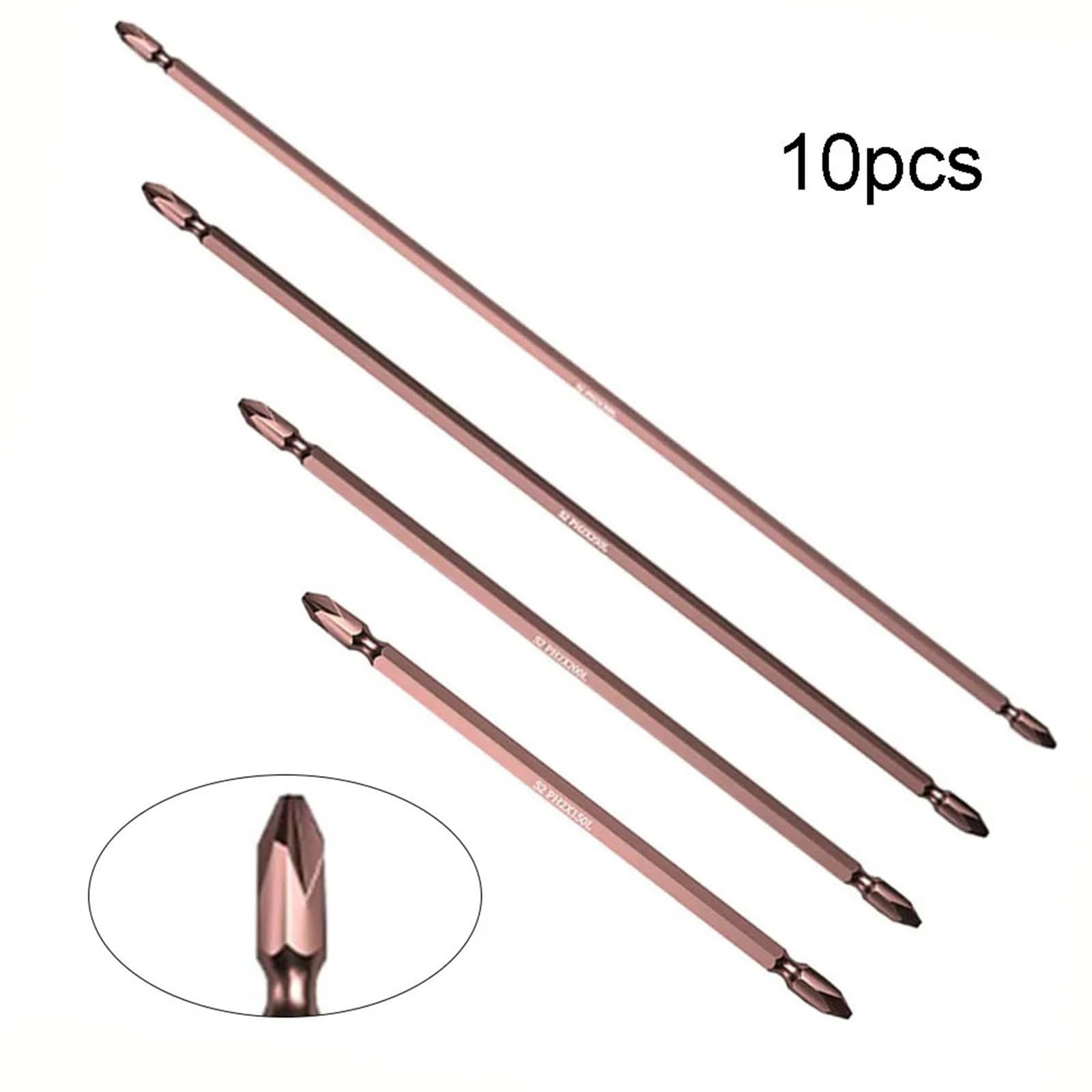 Destornillador PH2 de Doble Cabezal Taladro de Alta Velocidad Destornillador neumático Ph2 Acero de aleación de vanadio 1/4'' (6,3 mm) Hex(200mm)