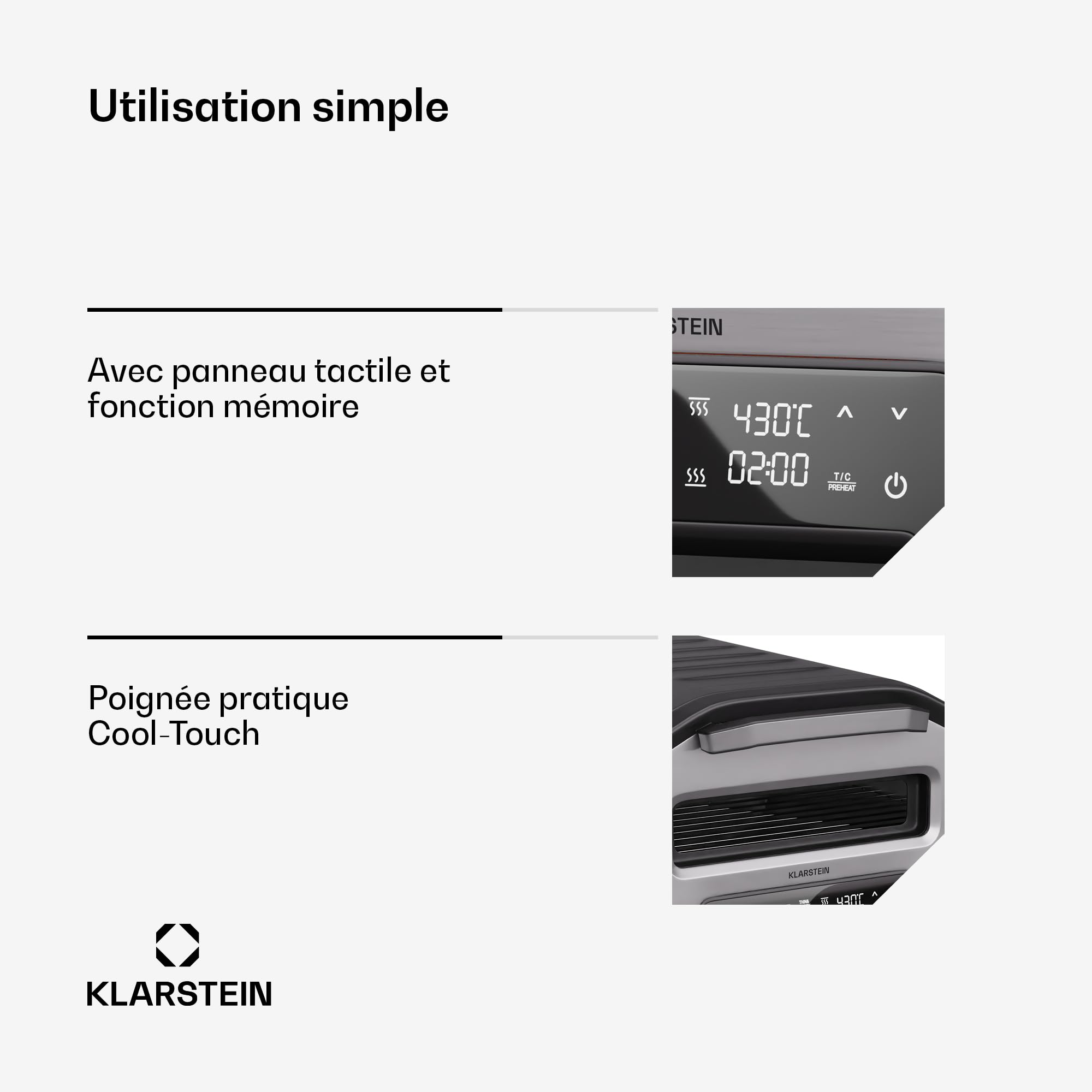 Klarstein Accessoires Pour Four à Pizza - 1700W, 430°C, Double Chauffage, Compact, 7 Programmes, Affichage Numérique, Poignée Cool-Touch, Porte en Verre à 3 Couches, Boîtier en Acier Noir