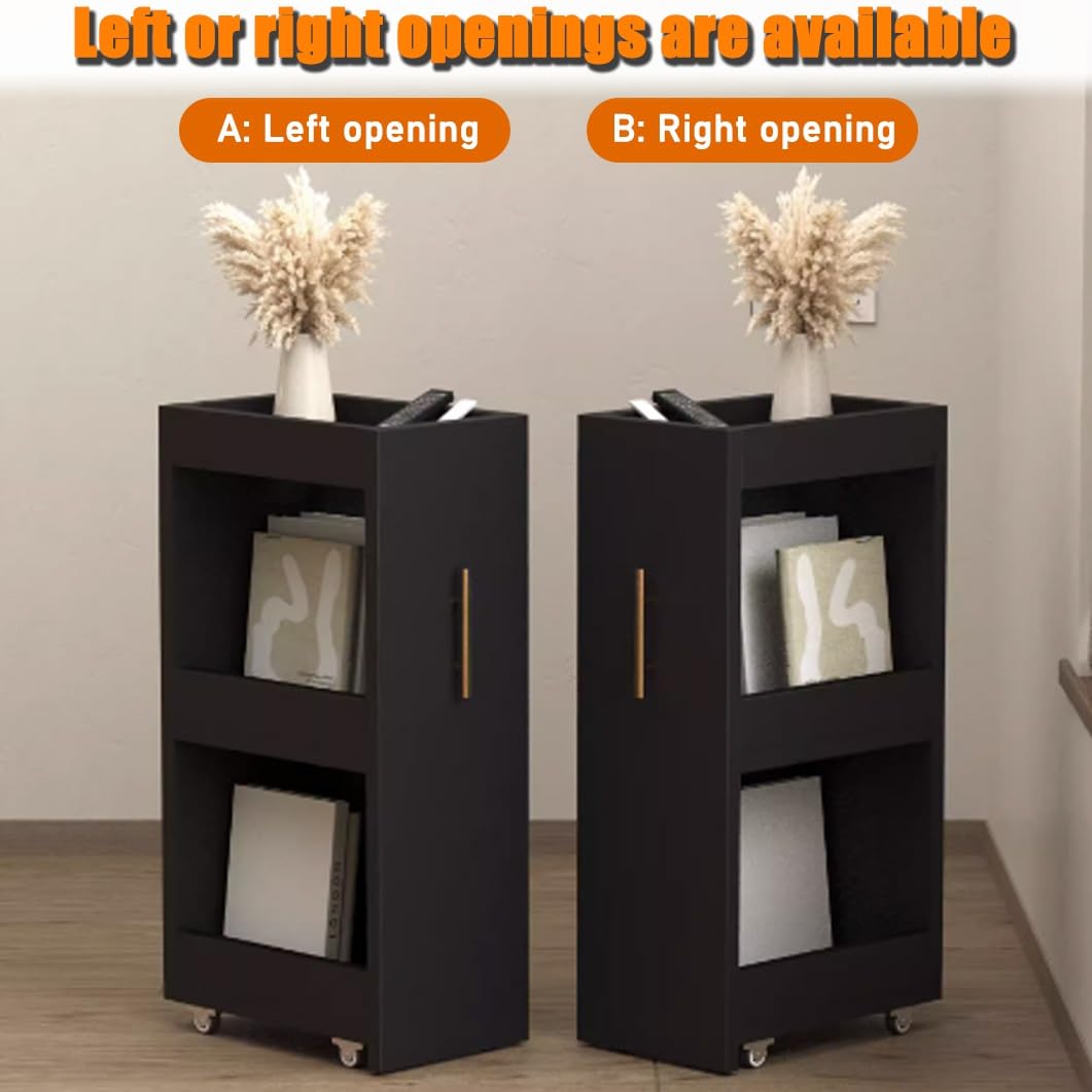 YVYKFZD Carrello Portaoggetti Sottile a 3 Livelli, Carrello Stretto, Carrellos da Cucina con Ruote e Maniglia, Carrellos Carrellino Organizer da Bagno in Legno(Light Brown A,15cm/5.9")