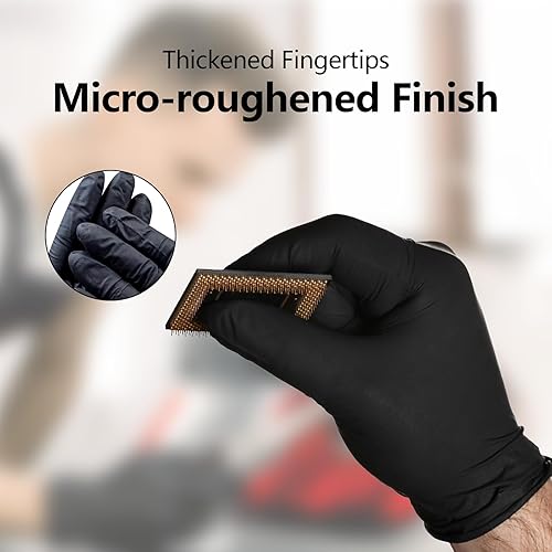 Miniatura 3 de Guantes desechables de nitrilo sin látex, 100 unidades, limpieza negra, preparación de alimentos sin polvo, tamaño grande