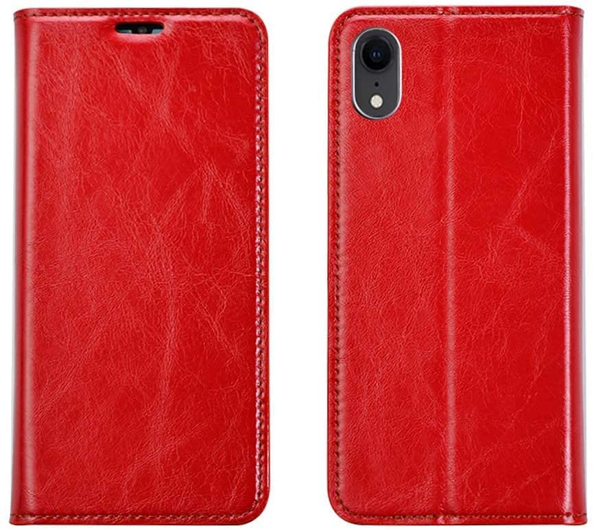 Housse iPhone XR antichoc en cuir rouge protégeant efficacement votre écran