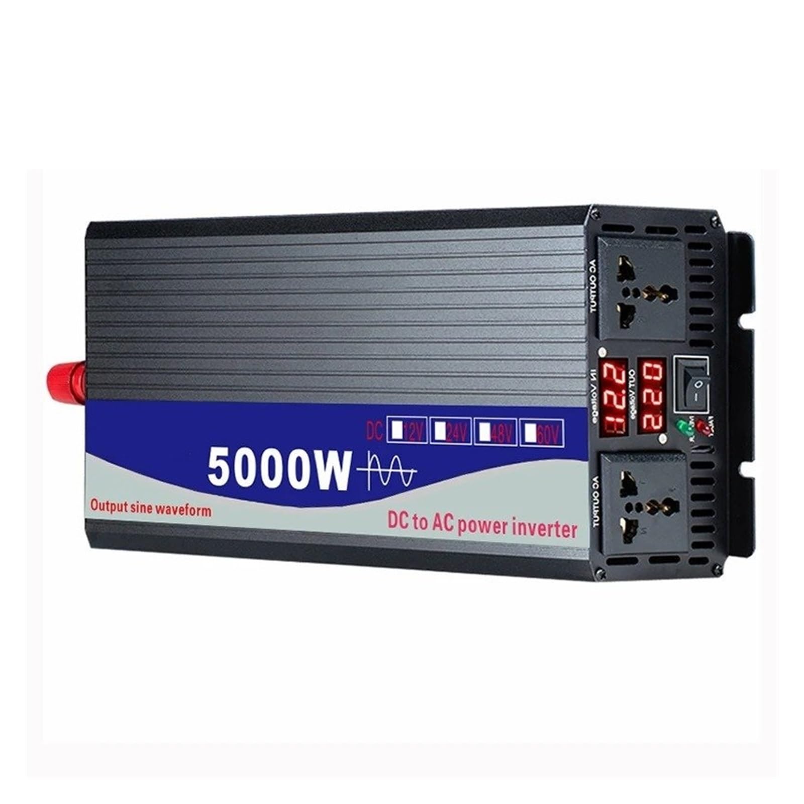 Inversor Solar Coche Onda Sinusoidal Pura 3000/4000/5000 W CC 12 V 24 V 48 V 60 V A CA 220 V con Doble Toma(12V,230V(50HZ),5000W)