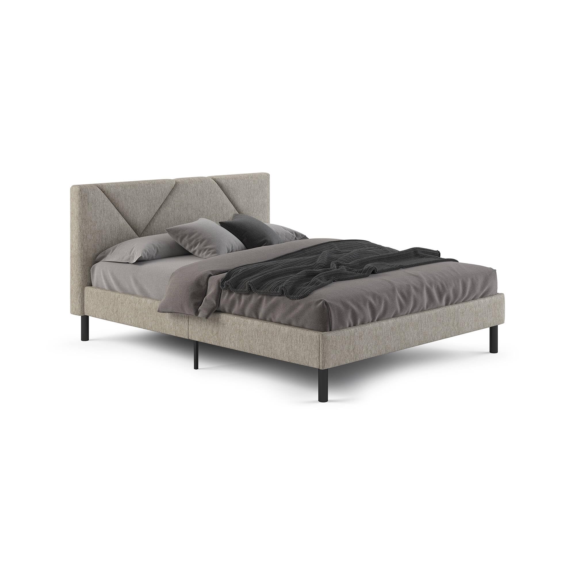 Dmora - Letto piazza e mezza Zeffirio, Sommier per camera da letto, Giroletto per stanza, Struttura porta materasso, Adatto a materasso Cm 120x190, Tortora