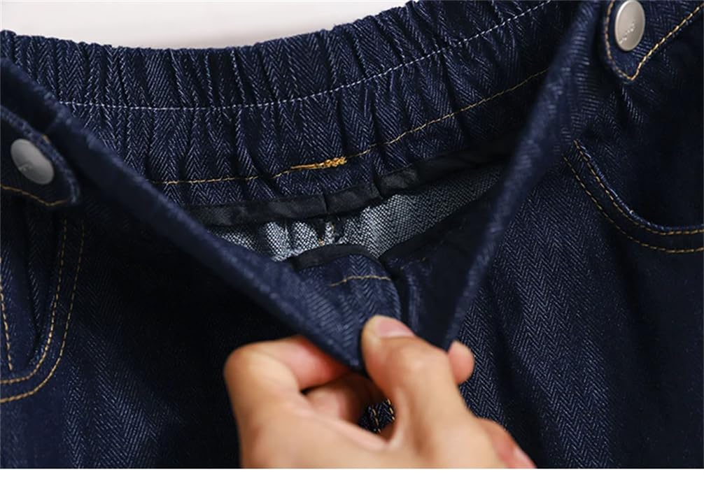 Damen-Jeansrock, Patchwork, Stretch, hohe Taille, Knöpfe, A-Linie, locker, lässig, klassisch, wadenlang