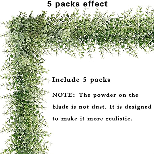 Buiten decoratieve planten 5 packs 30ft kunstmatige eucalyptus slingers nep groen wijnstokken faux hangende planten voor… - Afbeelding 4