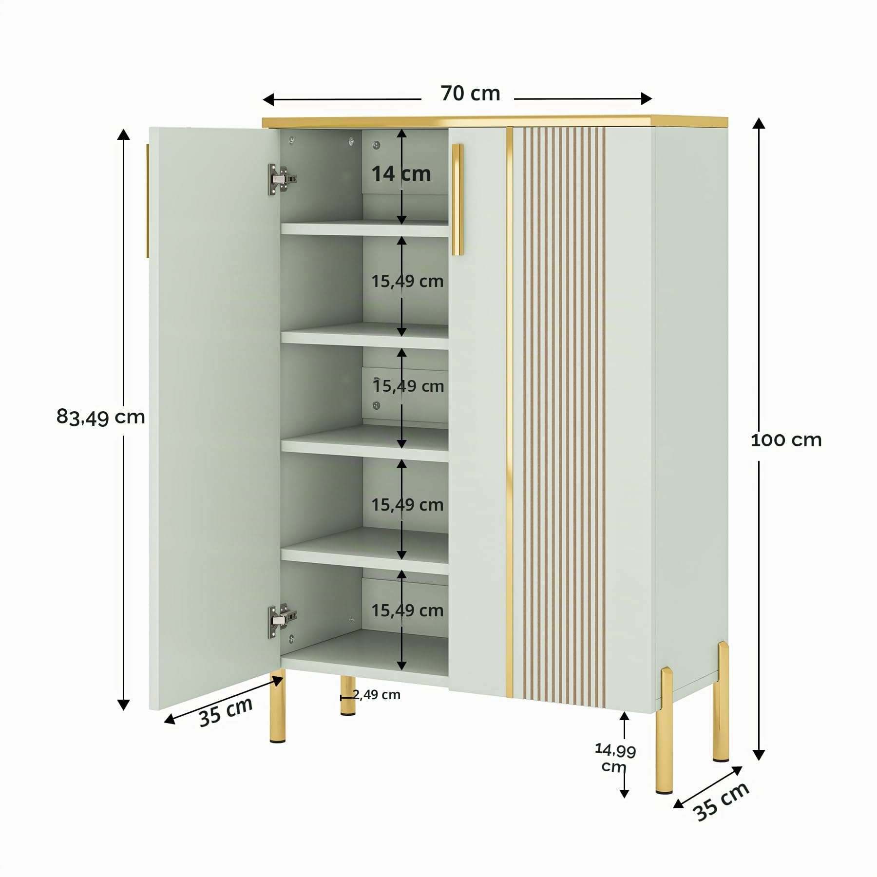 Tribesigns Scarpiera con 2 ante,70 x 35 x 100 cm, Scarpiera a 6 livelli con ripiani regolabili,per 22 paia di scarpe, organizzatore per ingresso, corridoio, armadio, soggiorno, verde chiaro