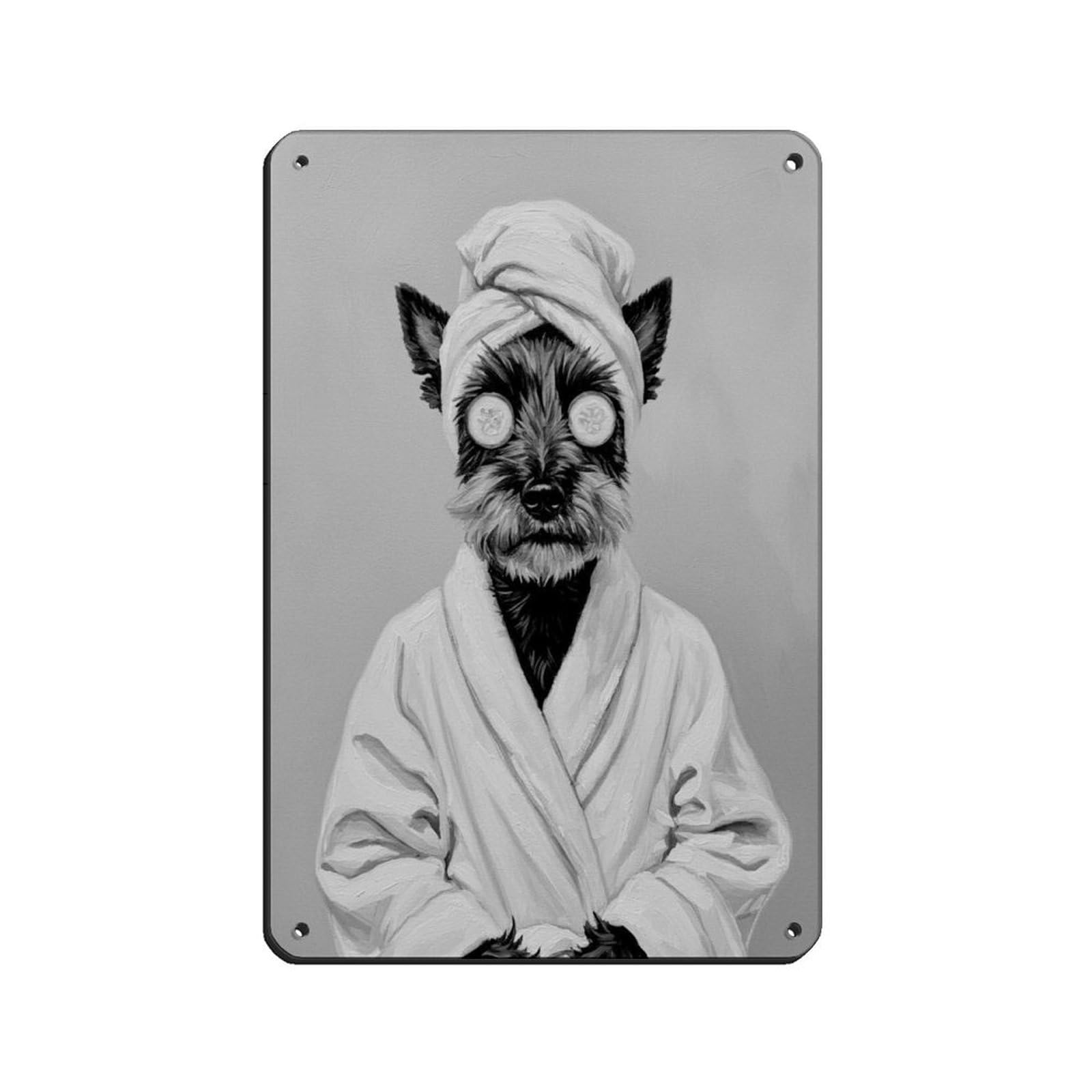 Bathroom Spa, Scottie Dog Décor Art Tin Sign Vintage Metal Pub Club Cafe Bar Home Wall Art Decoration Poster Retro 8x12inch(20x30cm)
