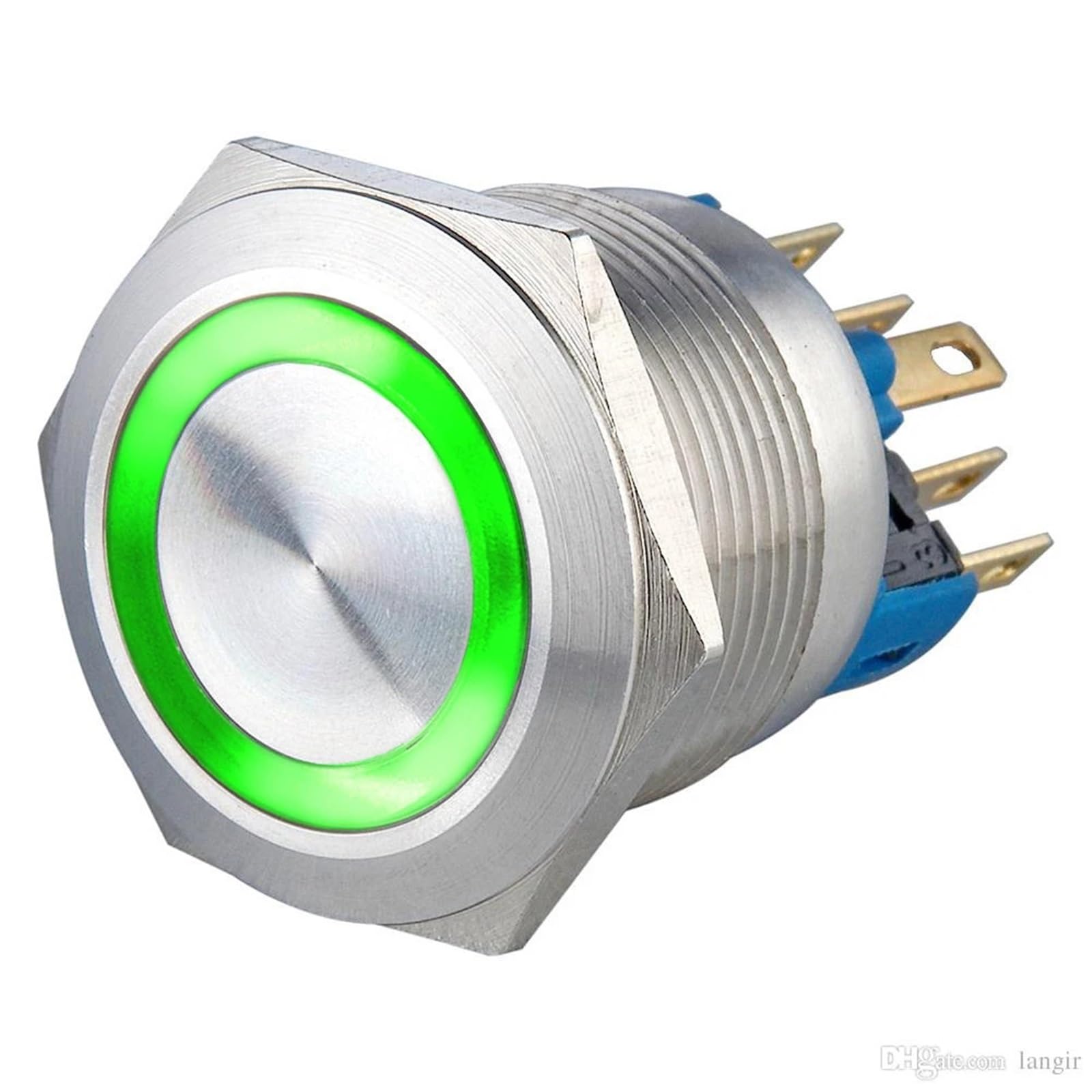 50 sztuk 22 mm 3 V 6 V 12 V 24 V biały żółty niebieski zielony czerwony pomarańczowy resetowalny przełącznik przyciskowy ze stali nierdzewnej wodoodporny (żółty, napięcie LED 12 V)