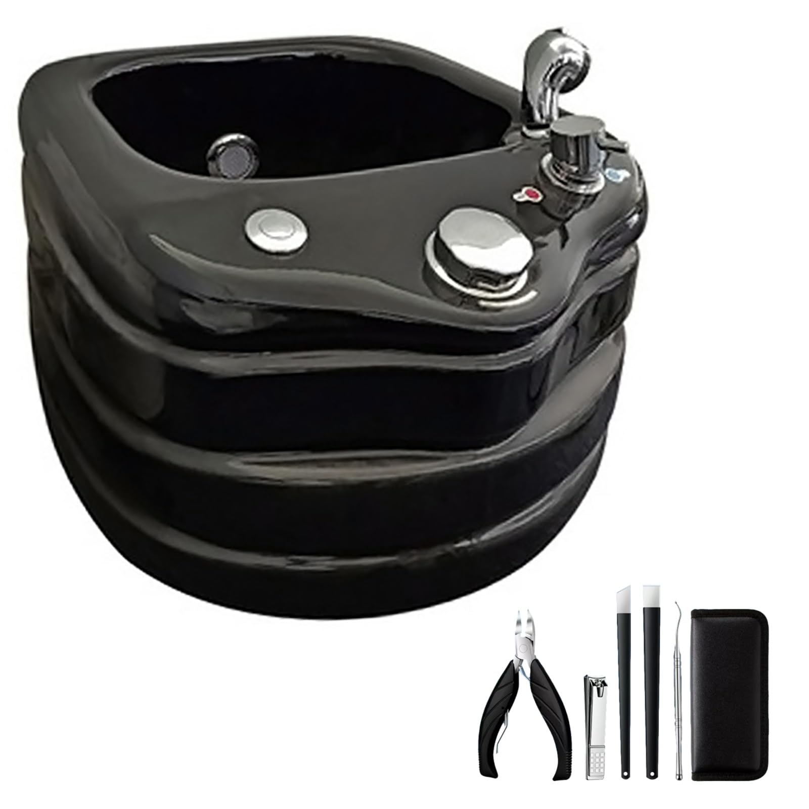 Massager Foot Soaking Bath Basin Feet Basin Sturdy Durable Acrylic Foot Bath Pedicure Kit Foot Spa Great For Getting The Dead/Old Skin Off Your Feet Spa Bath With Heat And Bubble Massageand Jets ( Siz