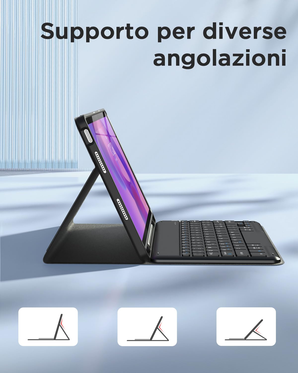 EasyAcc Cover Tastiera Compatibile con Lenovo Idea Tab 11 Pollici Tablet 2025 (TB-336ZU/TB-336FU) con Pellicola Protettiva, [Italiano], Custodia per Tastiera Rimovibile con Portapenne Nero