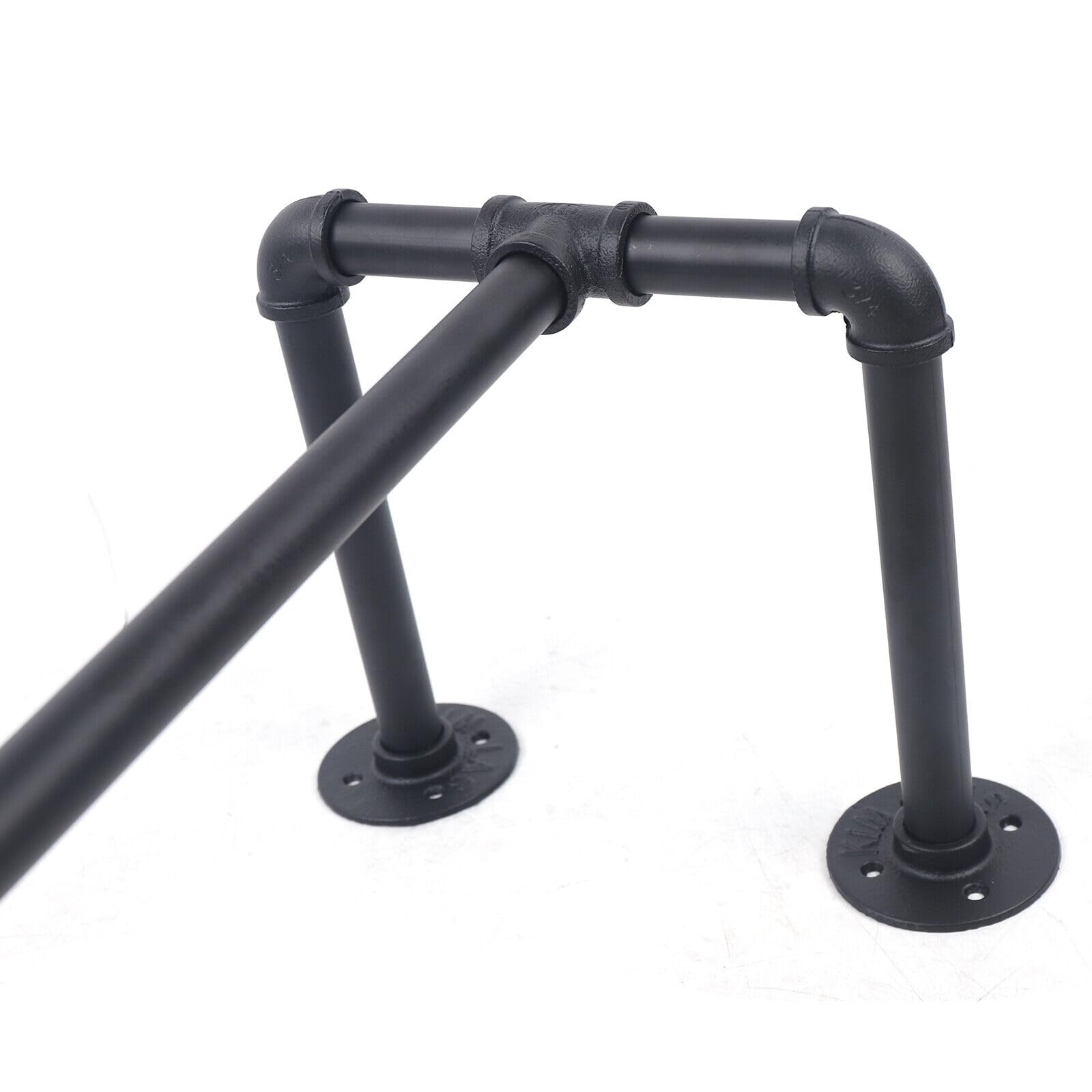Barra Colgadores de Ropa de Pared Industrial de 115 cm, Montaje en Pared, Industrial, para Dormitorio, Salón, Color Negro