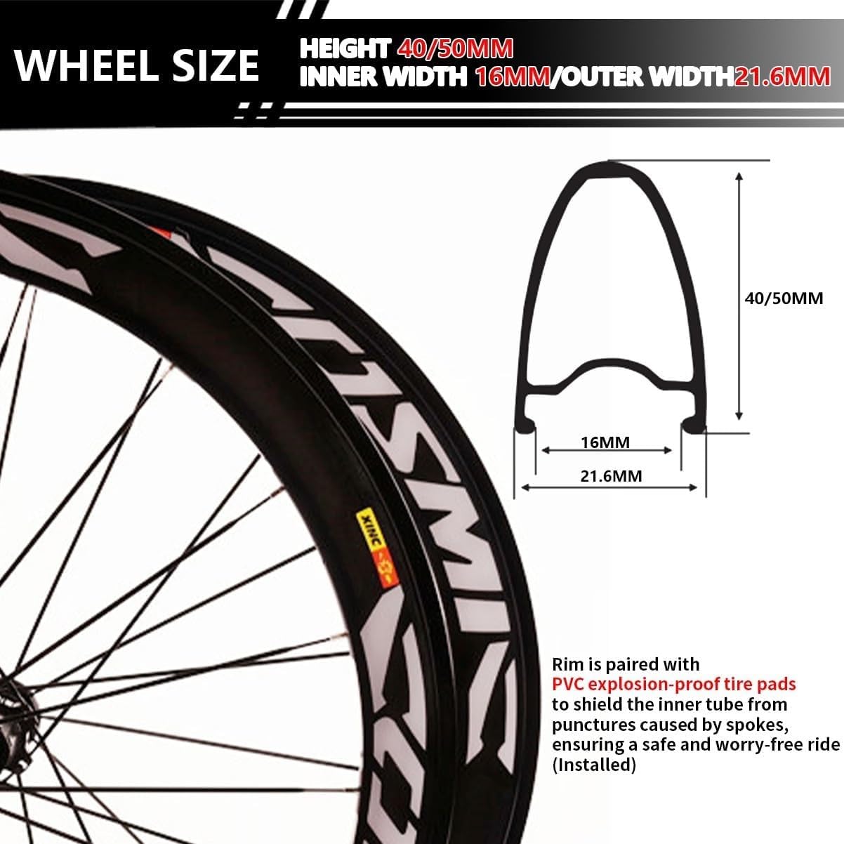 Roues Avant et arrière 700C pour vélo de Route, Freins V-Brake, Jantes 40/50 mm en Alliage d'aluminium, moyeux à Blocage Rapide pour Cassettes 7/8/9/10/11/12 Vitesses Rear Wheel,50mm
