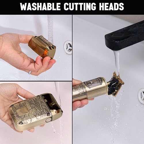 Miniatura 9 de Hatteker Afeitadora de papel de aluminio, kit de afeitadora de cabeza, recortadora de barba para hombres, kit de afeitado de aseo para hombres,