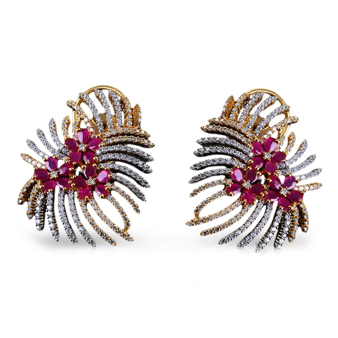 JewelryGift Womens, girls Modern Ear Cuffs Gold Plated Ruby, Cubic Zircon Fancy Design Earrings Top for Sister Mother Wife (B08P73YPXF) Amazon Price History, Amazon Price Tracker