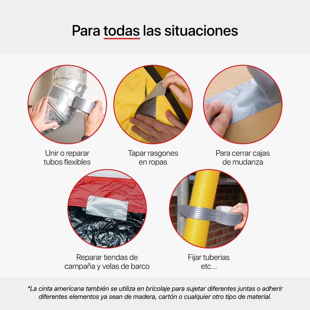 Nastro Americano Professionale - 5cm X 25m, Impermeabile, Resistente, Per Riparazioni Domestiche E Industriali - Foto 9