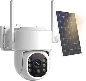 4G LTE Cellular Solar Security Camera, No WiFi Solar Powered Security Camera Outdoor, 360° Live View, 2K Color Night Vision, PIR Motion Detection, 2 Way Talk, Built in SIM Card asin的图片