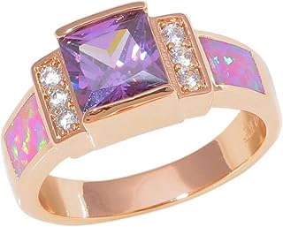 SALAN Color De Oro Rosa Ópalo Rosa Cz 10kt Color De Oro Rosa Plateado para Anillo De Joyería De Mujer