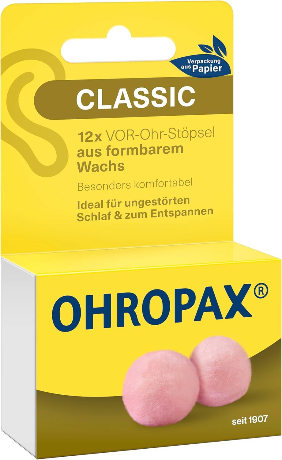 OHROPAX Classic Wax Mouldable Earplugs 2 Packs (24 Pairs)