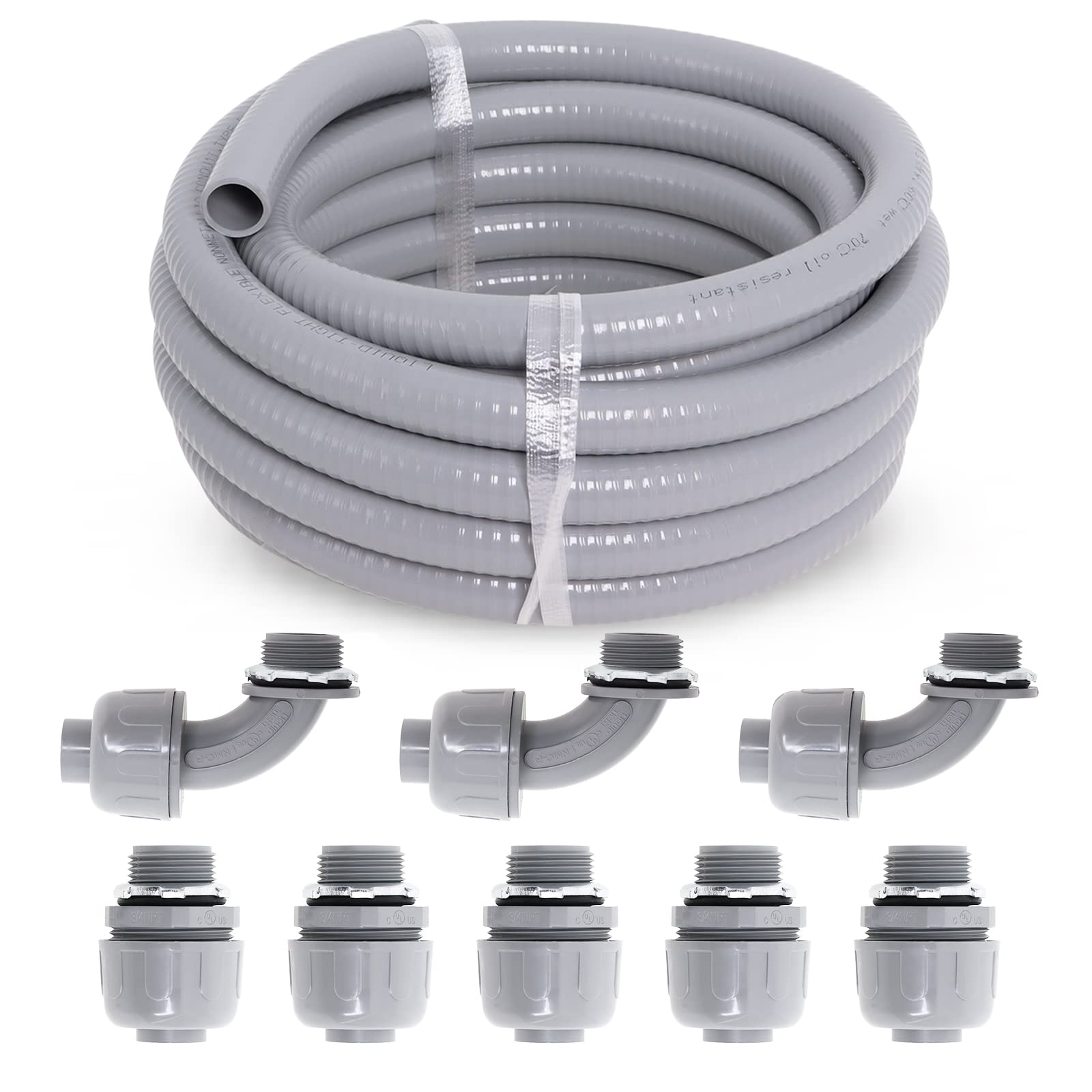Buy Nonmetallic LiquidTight Conduit & Connector Kit, 3/4inch 25ft
