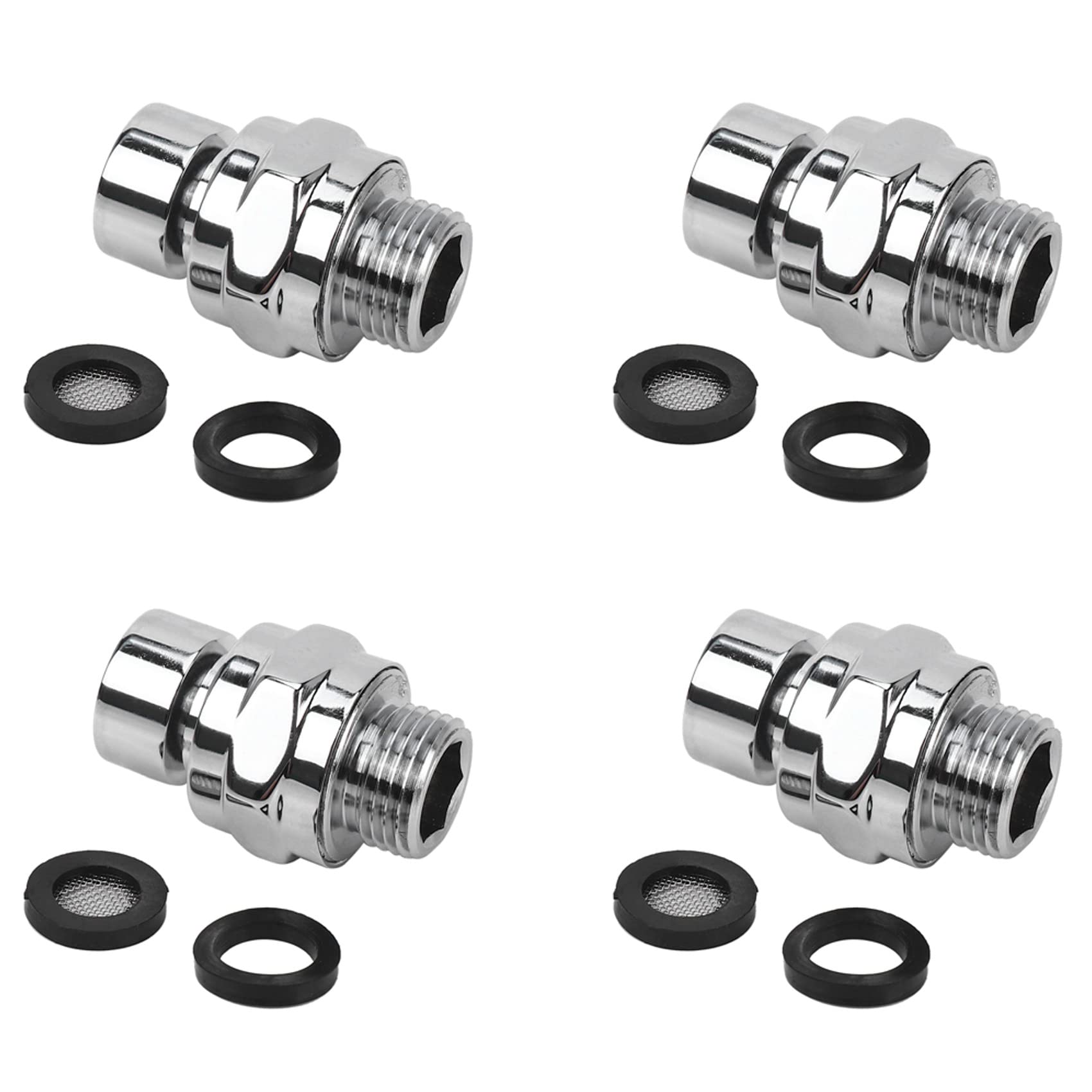 Hndhbfgrt Silver 4X Brass Chrome Ball Joint Shower Arm Head Angle Adjustable Swivel Adapter