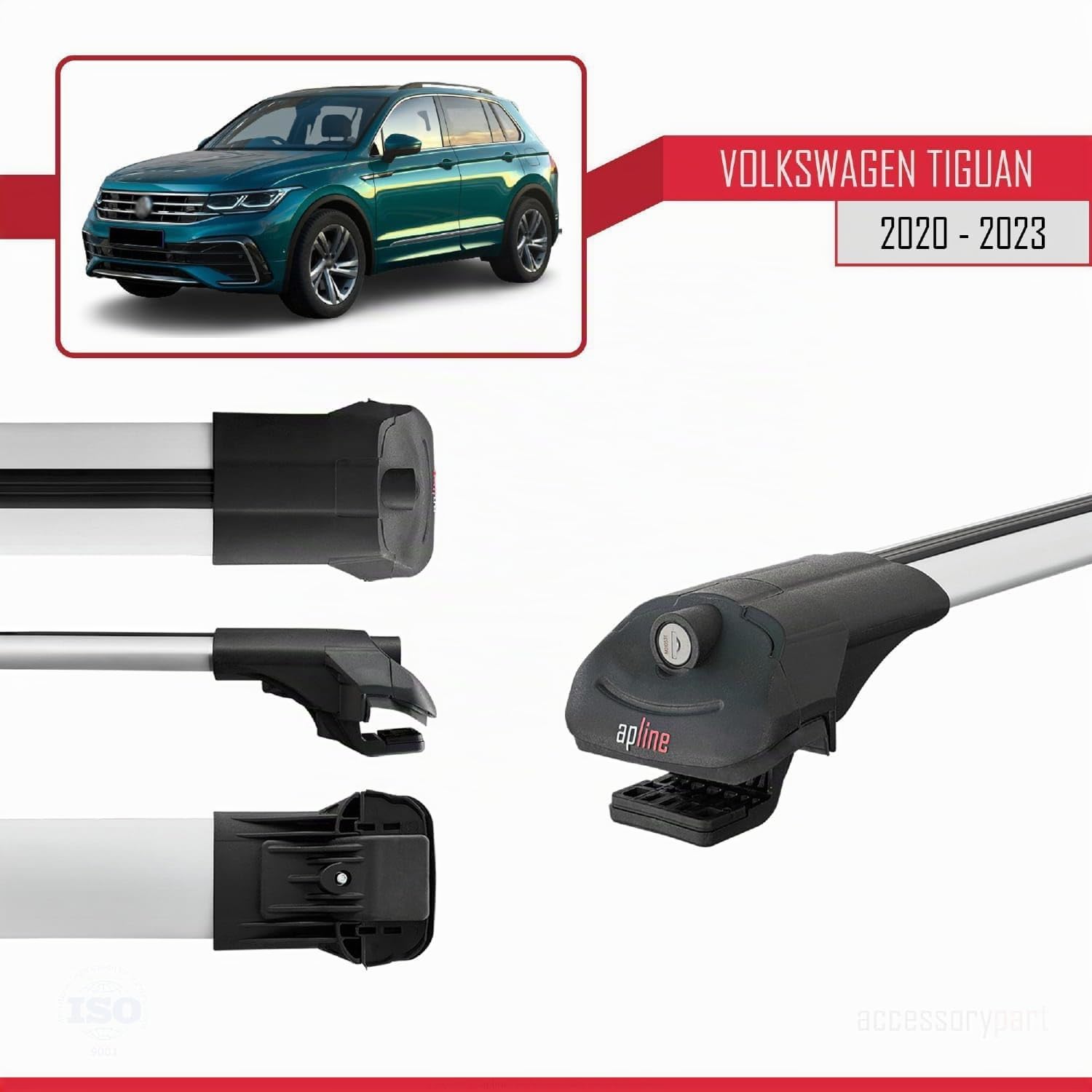 Compatibile con Volkswagen Tiguan 2020-2023 Barre Portatutto ACE-1 Portapacchi Barre Tetto GRIGIO