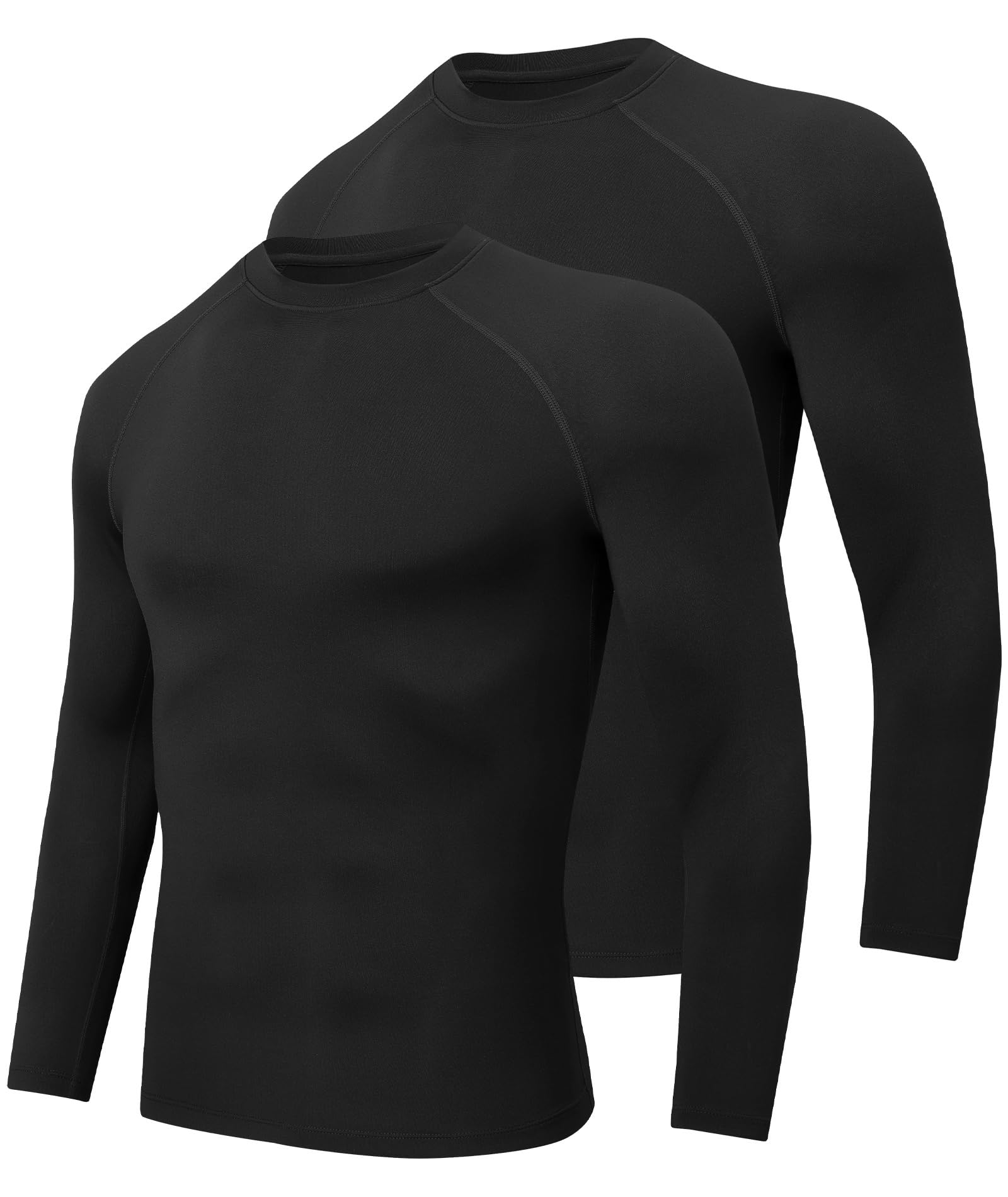 Djtnzdm Maglia Termica Uomo Manica Lunga Magliette da Ciclismo Invernale Sci Maglie Termiche Elastico Caldo T-Shirt Sportiva a Compressione Pacco da 2