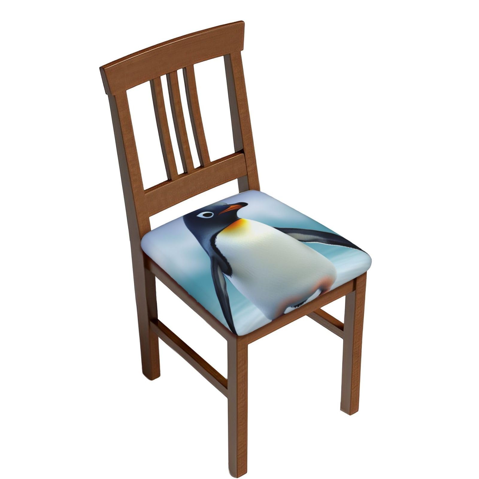 FHEDVBN Cute Penguin Bar Stool Cover Two Pieces Washable Square Seat Cushion Covers Stretch Non Slip Barstool Slipcovers Soft Velvet Chair Covers for Kitchen, Dining Room Decor