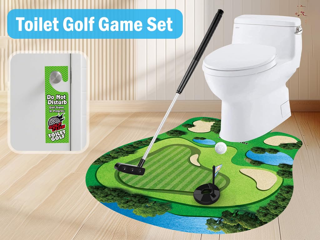 Toilet Golf Game, Mini Golf novità Mini Golf Set, Regalo da Uomo Mini Golf, Mini Golf Divertente per Il Bagno, Golf Toilet Game Golf Game Set, Regali per Uomo, papà, Marito, Fidanzato