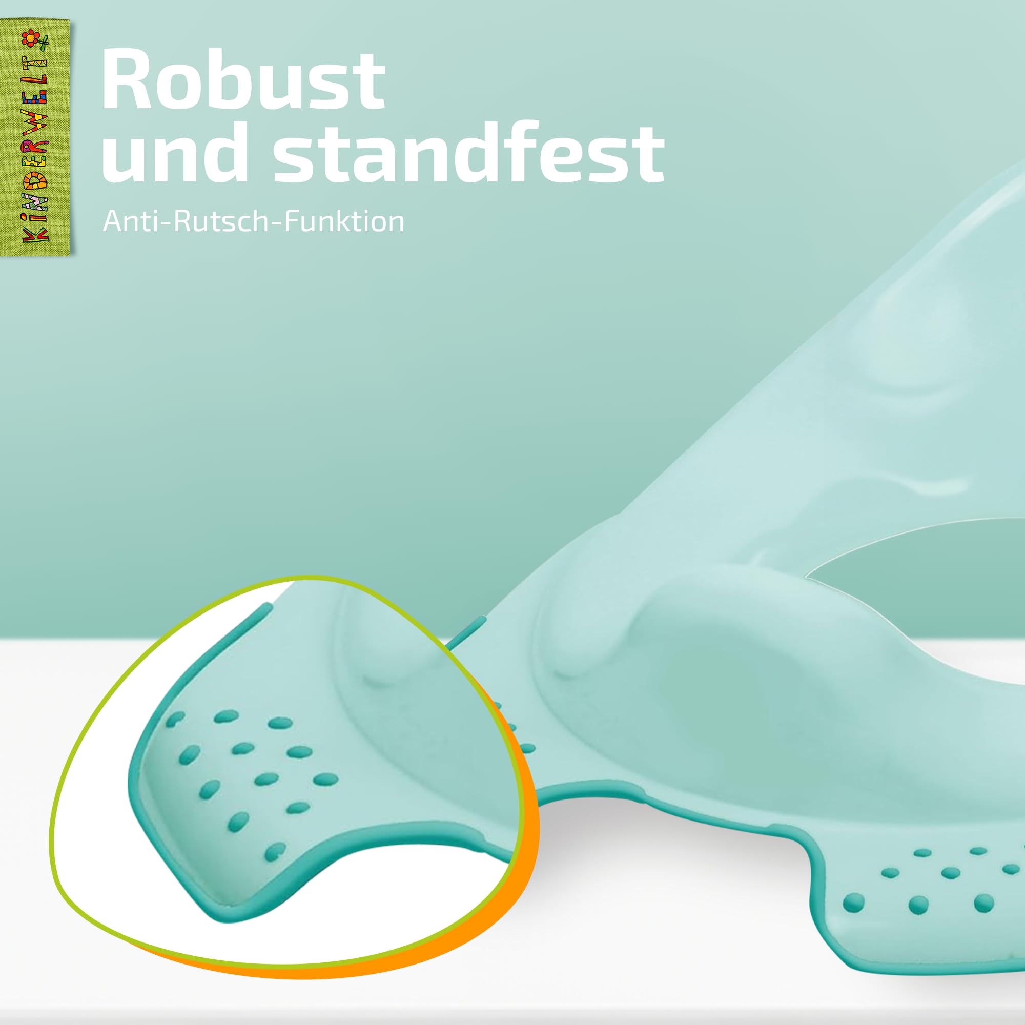 KiNDERWELT Premium Toilettensitz für Kinder und Babys, Funny Farm Design in Hellblau, Töpfchen für Kleinkinder ab 18 Monaten, abwischbar, rutschfest und BPA-frei