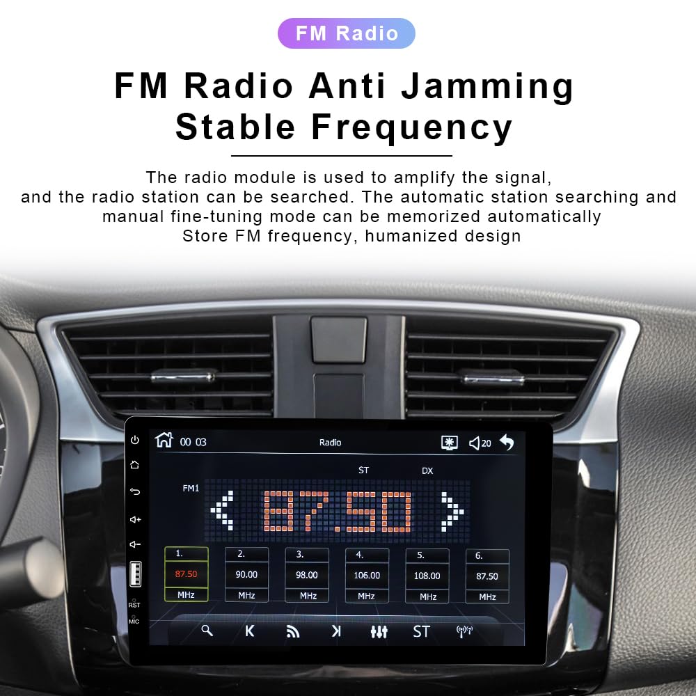 9 Pulgadas Autoradio 1 DIN con Carplay Android Auto Mirror Link, Pantalla Táctil Bluetooth Radio Coche Soporta FM Am SWC Cámara de Seguridad Mic USB TF/USB/AUX Input