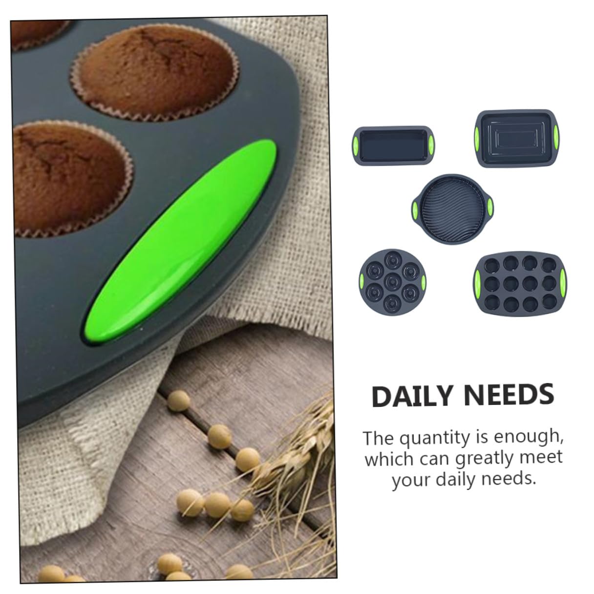 Juego de 5 Moldes de Silicona para Repostería y Horneado | Flexible, Fácil de Limpiar y Resistente al Calor, Reutilizable para Cocina y Horneado, Paquete de 5 Piezas