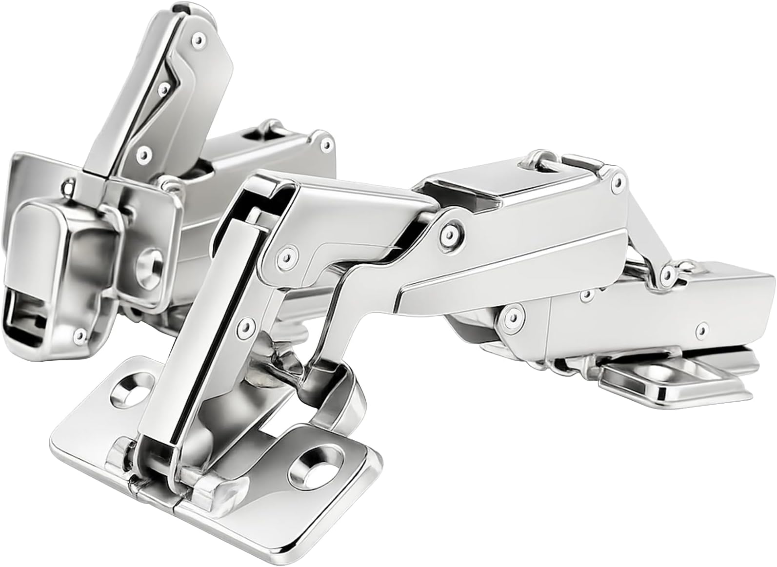 TamBee Corner Cabinet Hinge Bifold 165 Degree Lazy Susan Door Hinge 48mm Full Overlay Soft Close Hinges Concealed Hydraulic Hinges Adjustable Mounting Frameless 2 Pcs /1 Pair Full Overlay