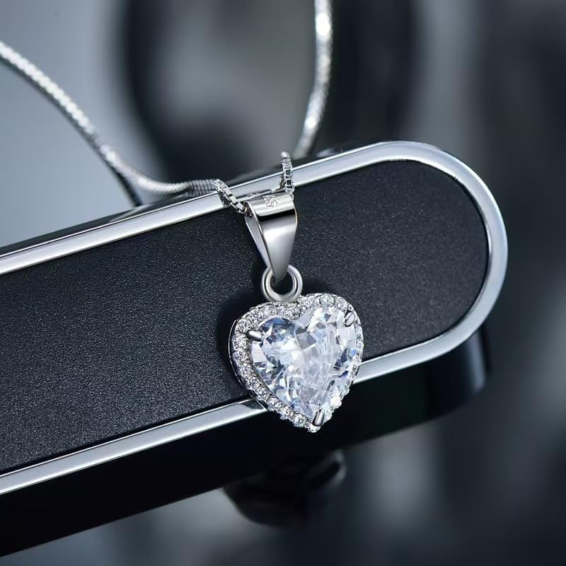 Kette Dame Silber Herz Halsketten 925 Sterling Silber Liebe Herz Anhänger Halskette Liebe Einstellbare Silber Halskette Frauen Geburtstag Weihnachten