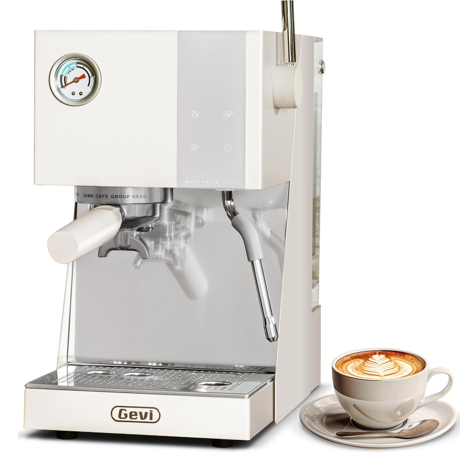 Sponsored Ad - Gevi Espresso Machine with OPV, 20Bar Espresso Maker with Milk Frother Steam Wand, Dual Display, 58mm Portafilter, Stainless Steel Espresso Machines for Espresso/Latte/Cappuccino, White