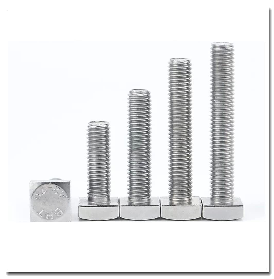 6pcs M6×60mm 304 Stainless Steel Square Head Screw Square Head Bolt Square Head Screw