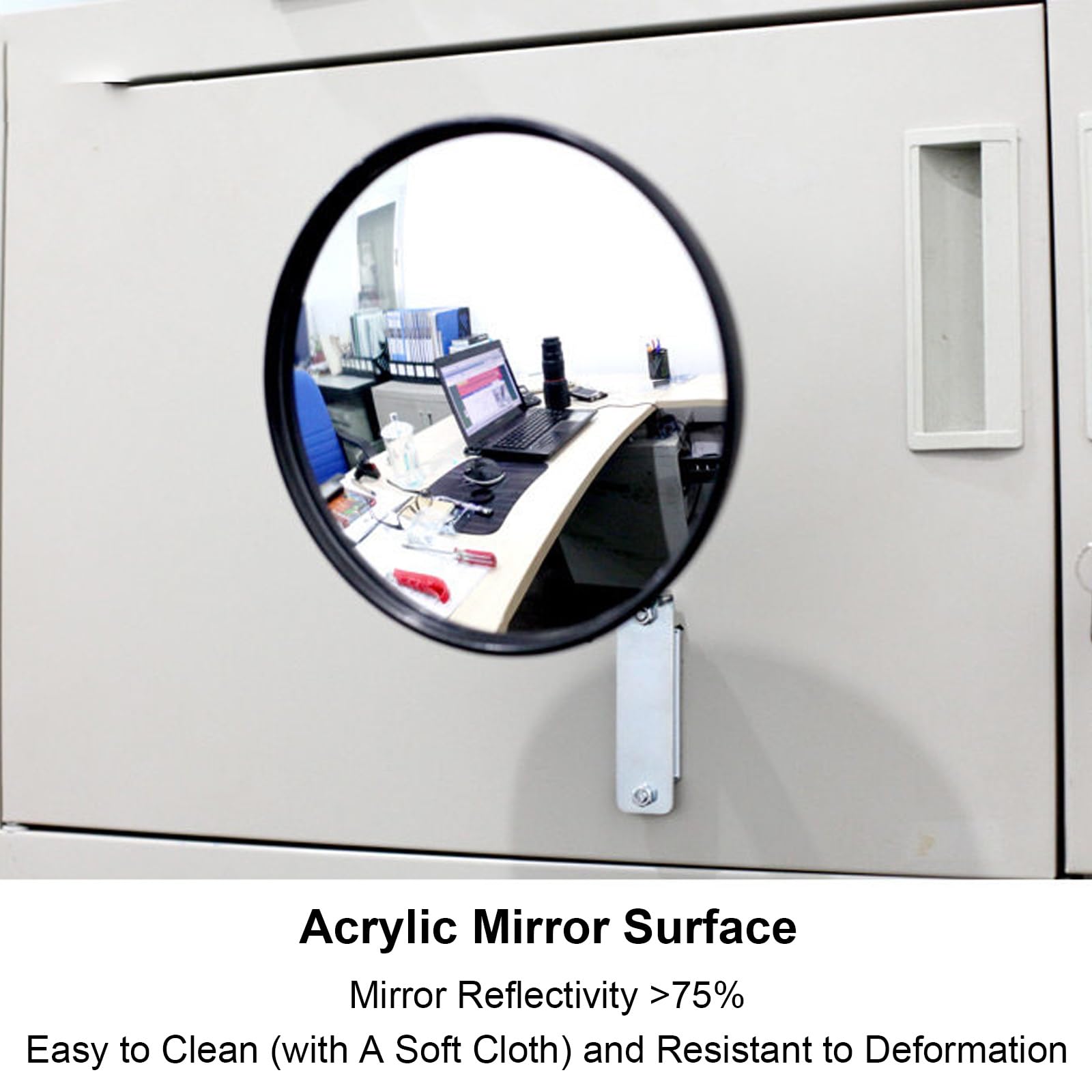 Miroir Convexe en Acrylique Réglable, Miroir de Sécurité à Coins Arrondis,Miroir Routier Rond et Léger pour Angles Morts, Idéal pour Chambre, Bureau, Magasin, Garage(22 * 22cm/8.7 * 8.7in)