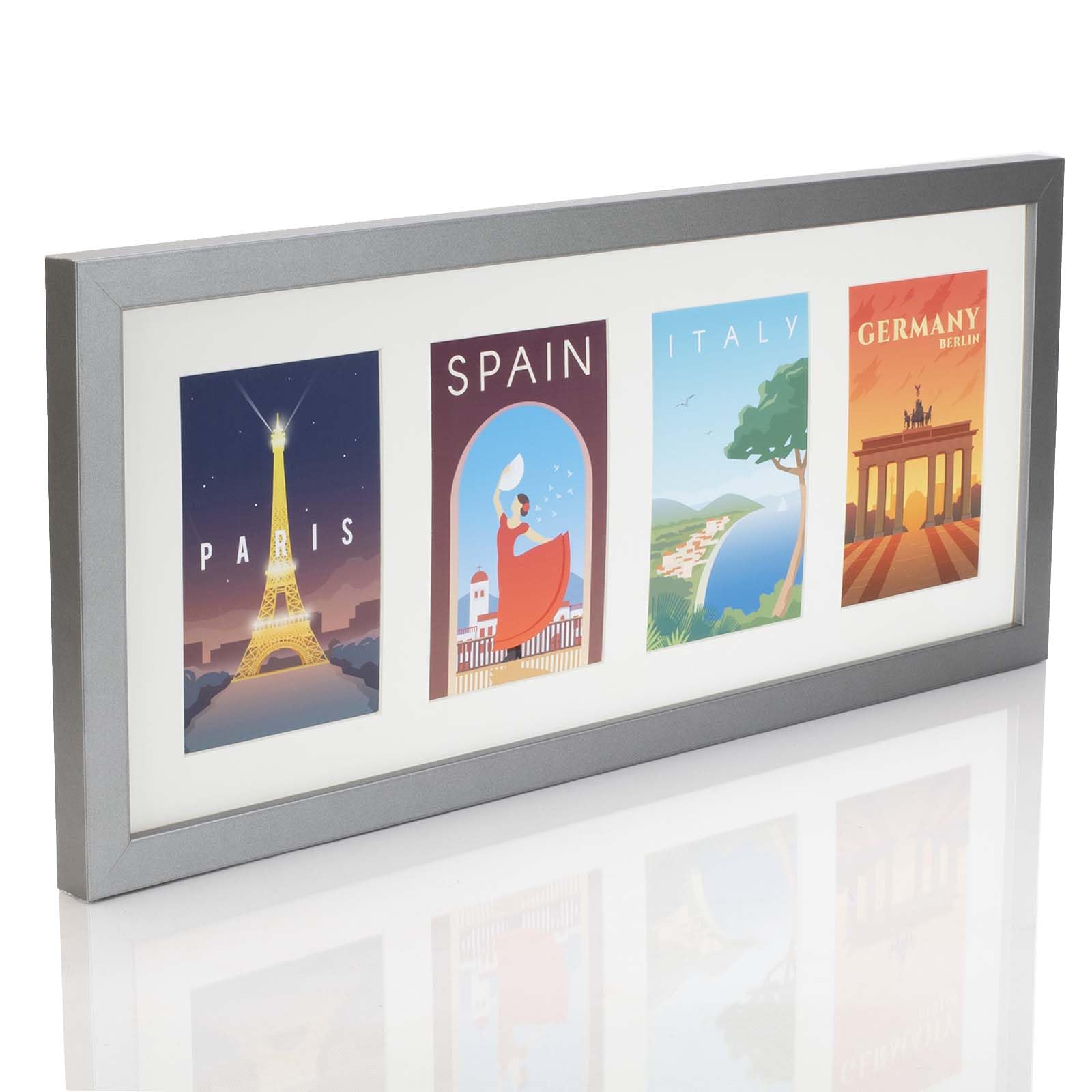 Boldon Framing Gunmetal Multi Aperture Photo Picture Frames Holds 2, 3 Or 4 Photos Various Sizes And Colours-Fits 4 7X5 Inch Photos