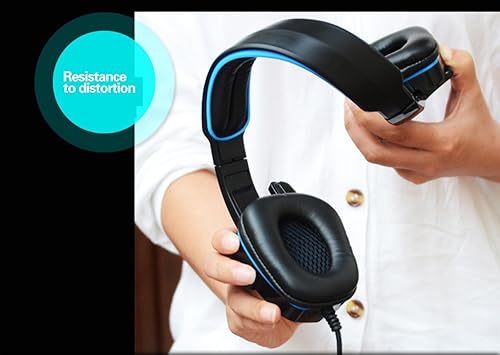 Miniatura 4 de LIMUSIC Azul G4000 Profesional Audífonos con salida 3,5 mm para PC estéreo para Juegos con cancelación de sonido, Control de Volumen, micrófono,