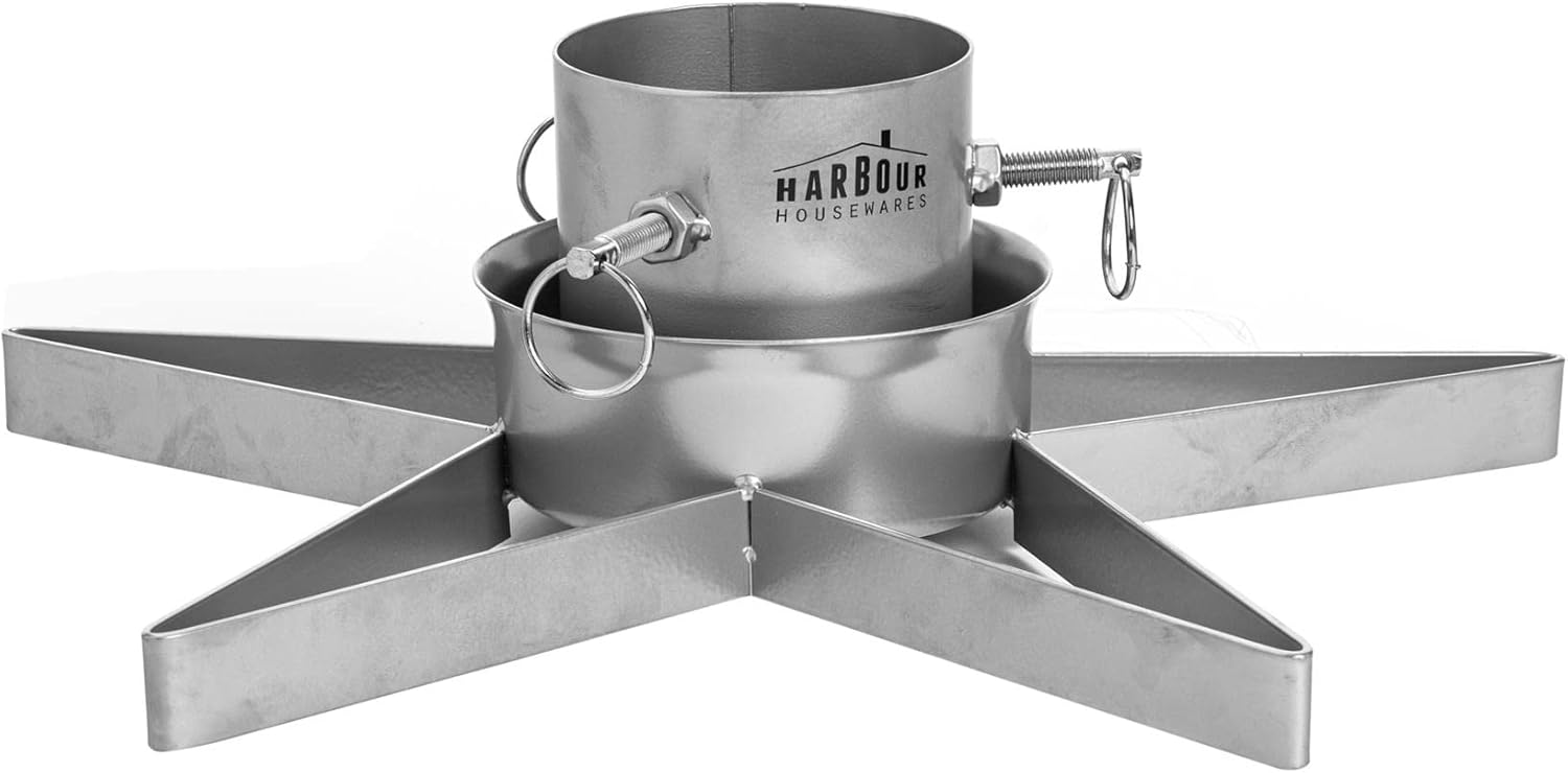 Harbour Housewares Silver Star Shaped Christmas Tree Stand Adjustable