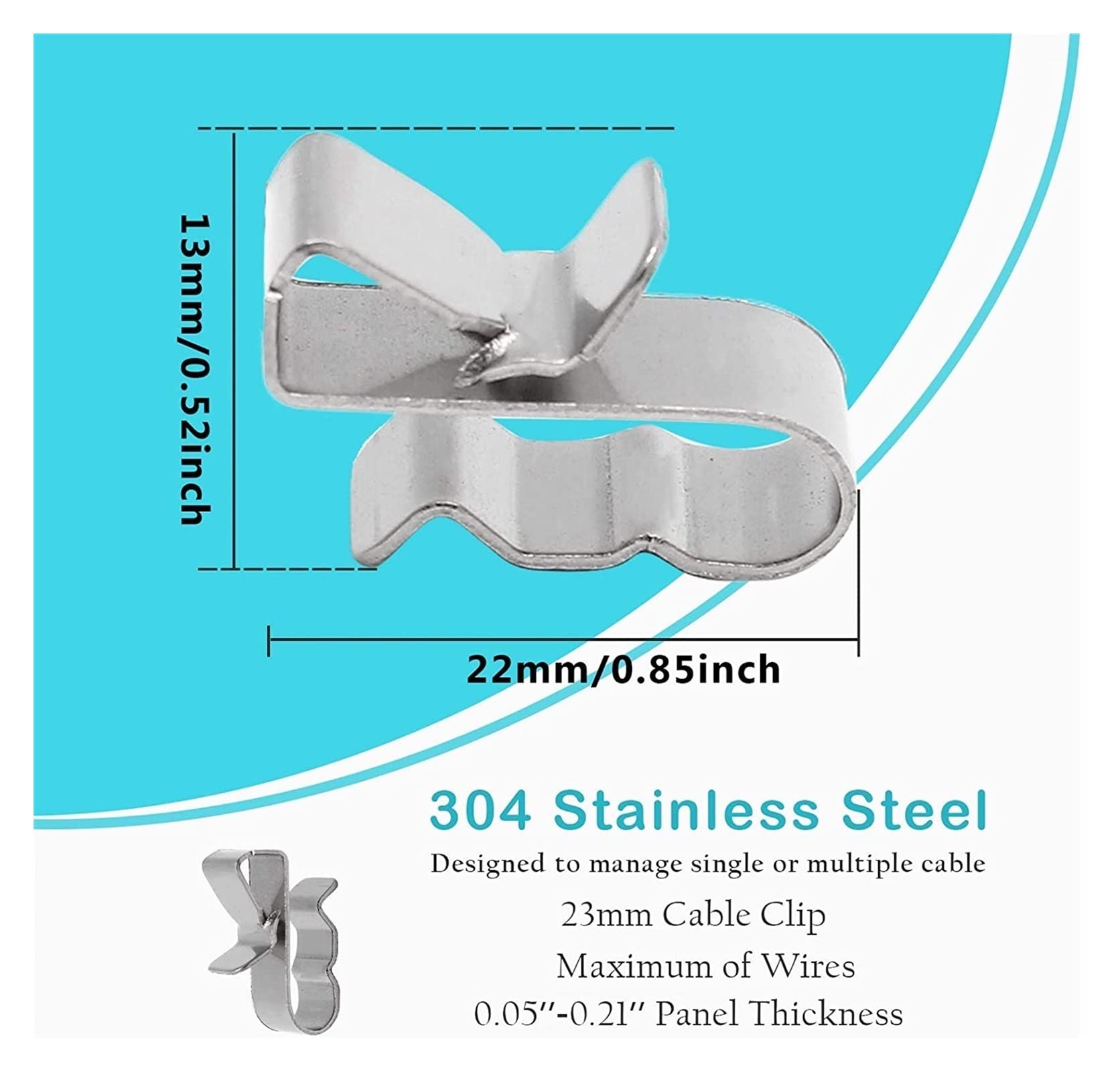 Kabelklammern, Solarkabelclip 304 Edelstahl 90 Grad PV Packung mit 100–400 Stück(300 pieces)